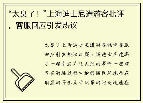“太臭了！”上海迪士尼遭游客批评，客服回应引发热议